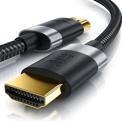 Produktbild von Primewire - 5m High Speed 8K HDMI Kabel 2.1 Ethernet ARC 3D 4K Ultra HD 7680x4320 @ 120 Hz PS4 360 TV OLED PC Laptop Beamer Monitor - Schwarz/Silber