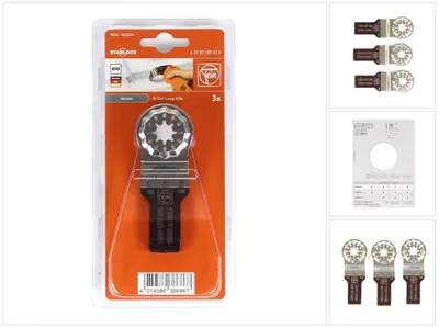 Zdjęcie produktu dla Brzeszczot FEIN Long-Life E-Cut Starlock 34 x 20 mm 3 szt. ( 63502183220 ) Bi-Metal