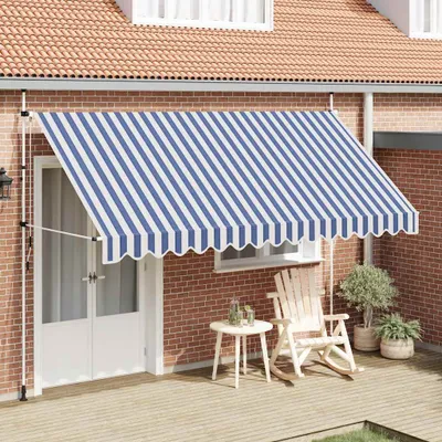 Image de vidaXL Store rétractable manuel 400 cm bleu/blanc rayé