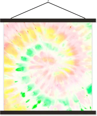 Produktbild von MuchoWow® Textilposter Sommer - Krawattenfärbung - Weiß 90x90 cm mit schwarzem Rahmen - Magnetisches