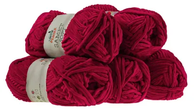 500g Strickgarn Samet Soft Chenille-Strickgarn Samtwolle Strickwolle dunkelrot