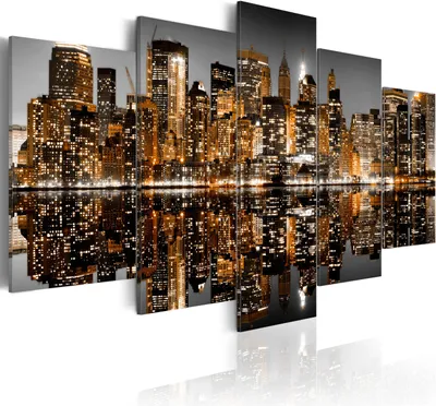 Produktbild von Modernes Wandbild 030111- 39 (100x50) - 5 Teilig Bilder Fotografie auf Vlies Leinwand Foto Bild Dekoration Wand Bilder Kunstdruck New York