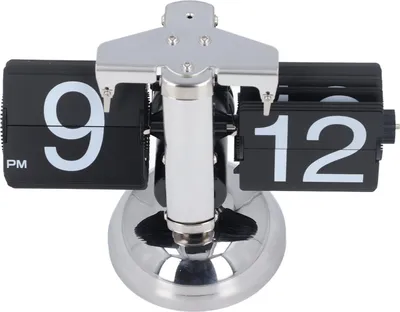 Produktbild von Vintage digitale Klappuhr, batteriebetrieben, Zeitverstellbar, Edelstahl, mechanischer Schreibtisch, Schwarz