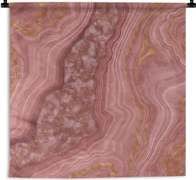 Produktbild von MuchoWow® Wandteppich Wandbehang Marmor - Gold - Linie 60x60 cm Tapisserie Dekoration Wandtuch - Dekorationen - Wand Decke