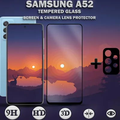 Obrázek produktu pro Ochranný kryt displeje a objektivu Samsung Galaxy A52 z tvrzeného skla 9H