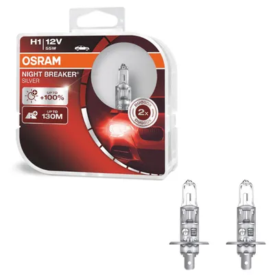Produktbild von Osram Night Breaker Silver  H1 55W 12V Halogen Leuchtmittel 100%  2 Stück