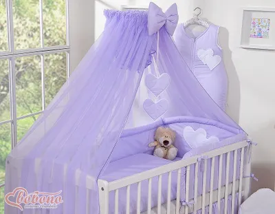 Image de Bobono moustiquaire pour lit de bébé fiolet 470x160 cm grande moustiquaire ventilée avec détails décoratifs