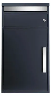 Produktbild von Paketbriefkasten XXL anthrazit, Briefkasten mit Paketbox PBox 65F, rostfreier, moderner, mattierter, extra großer Standbriefkasten, freistehend oder zur Wandmontage