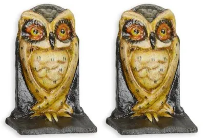 Zdjęcie produktu dla Casa Padrino Zestaw żeliwnych podpórek do książek Sowa wielokolorowy 7,7 x 5 x wys. 11,3 cm - Akcesoria dekoracyjne do salonu i na biurko