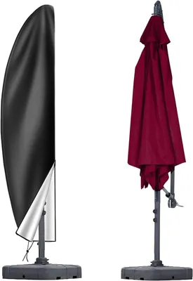Image de Housse de parasol imperméable, pour parasols de 2,5 m à 4 m - Résistante aux UV, couleur noire