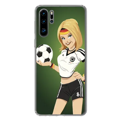 Produktbild von MuchoWow® Handyhülle Schutzhülle Hülle für Huawei P30 Pro Illustration eines Mädchens mit deutscher Kleidung und einem Fußball - Mädchen - Kinder Silikon Softcase Handy Hülle - Schutzdeckel