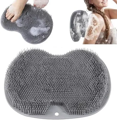 Produktbild von Silikon Matte Badematte, Fußbürste Dusche Fußmassagegerät, Fußwäscher Bath Massage Pad mit Rutschfesten Saugnäpfen für Fußpflege Entspannung, Erhöhung der Durchblutung, Peeling (Grey)