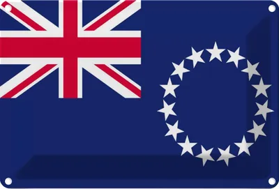 Produktbild von vianmo Blechschild 20x30 cm Cookinseln Cook Islands Flagge Fahne Wappen