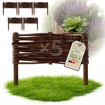 Obrázek produktu pro Floranica 5 kusů Vrbový plot 10 cm x 30 cm – Zahradní plot z vrbového proutí Palisáda Přírodní oplocení Ohraničení záhonu