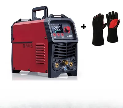 Immagine prodotto di Saldatrice inverter 2-in-1 TIG e MMA, 200 ampere, con guanti da saldatura