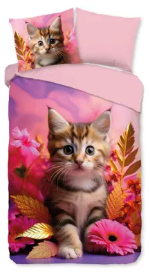 Productafbeelding van Good Morning Kinderdekbedovertrek "Kadi" - Roze - (140x220 cm) - 100% Katoen