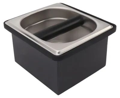 Kaffee-Klopfbox aus Edelstahl, klein, mit Gummiklopfer