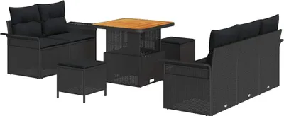 Zdjęcie produktu dla Zestaw Sof na Ogród z poduszką 8 pcs Czarny polirattan