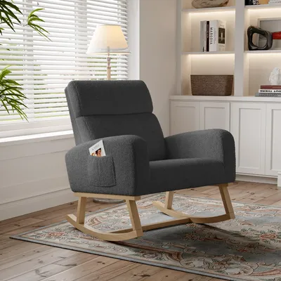 Immagine prodotto di Sedia a dondolo - Poltrona - Poltrona relax - Sedia - Design ergonomico, colore grigio scuro