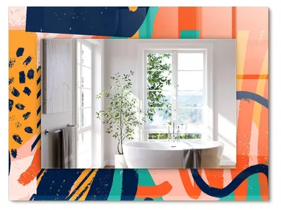 Produktbild von Abstrakte Farbgrafik – Rechteckiger Spiegel mit Druck 80x60 cm – Modern - Dekorativ für die Wand