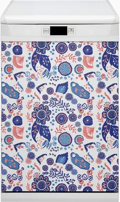 Produktbild von Geschirrspüle Magnet für Spülmaschine Magnetmatte Küche Magnete  Dekorative 45x80 cm  - Zusammenfassung Blumen