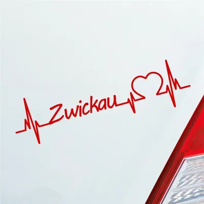 Produktbild von Auto Aufkleber Zwickau Herz Herzschlag 19x5 cm Rot Sticker Heckscheibenaufkleber