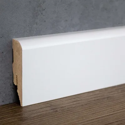 Produktbild von PROVISTON | Sockelleiste | Abgerundetes Profil | 16 x 58 x 2500 mm | MDF foliert | Weiß | Annähernd RAL 9010 | Moderne Fußleiste | 2.5 Meter