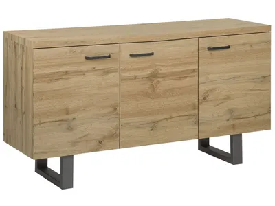 Obrázek produktu pro BELIANI Příborník světlá barva dřeva MDF deska kov 79 x 140 x 42 cm moderní industriální styl spousta úložného prostoru stabilní rám obývací pokoj