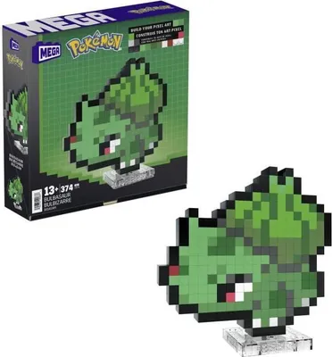 Zdjęcie produktu dla MEGA Pokémon Bulbizarre Zestaw Konstrukcyjny Retro, 374 Elementy, Pixel Art, Figurka do Zbudowania