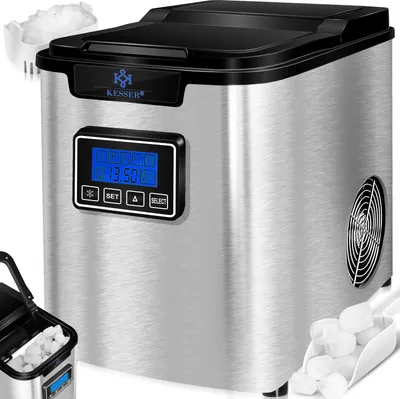 Produktbild von KESSER® Eiswürfelbereiter | Eiswürfelmaschine Edelstahl | 150W  Ice Maker | 12 kg 24 h | 3 Würfelgrößen | Zubereitung in 6 min | 2,2 Liter Wassertank | Timer | LCD-Display | Selbstreinigungsfunktion
