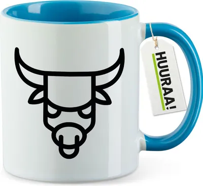 Produktbild von Huuraa Kaffeetasse Stier Sternzeichen Symbol 330ml Blau Keramik Kaffeebecher Geschenkidee