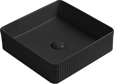 Produktbild von Mexen Grovo Aufsatzwaschbecken geriffelt 41 x 41 cm, schwarz matt - 22304185