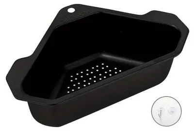 Image de Dispositif en acier 304 pour évacuation, siphon de cuisine triangulaire, évier, support de filtre à déchets, noir