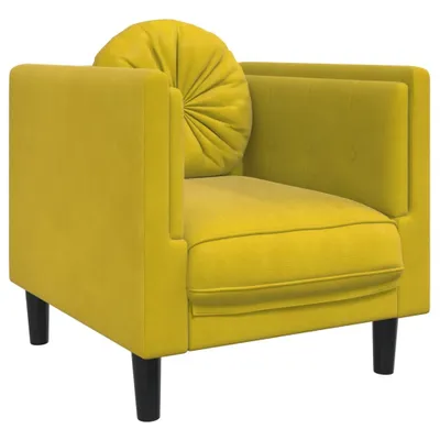 Image de Fauteuil avec coussin jaune velours