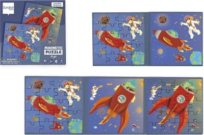 Zdjęcie produktu dla Puzzle magnetyczne Rakieta i Kosmos 40 elementów Scratch