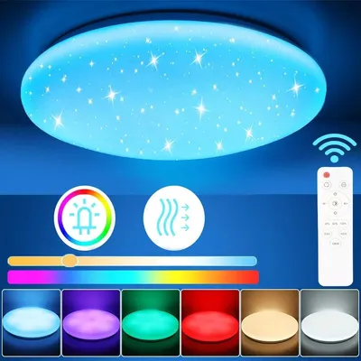 Produktbild von LED Deckenleuchte Deckenlampe - 36 W 40 cm - Sternenhimmel-Effekt - Dimmbar mit Fernbedienung - Aufputz - Für 15–30 m² - 90–260 V - RGB