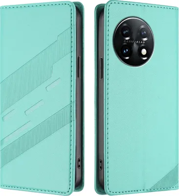 Produktbild von Hülle für OnePlus 11, Kunstleder Brieftaschen Handyhülle mit Kartenfach und Standfunktion Türkis