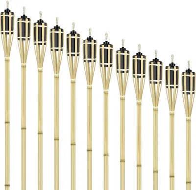 Image de LARS360 24 pièces torches de jardin Torches de jardin 90cm, torches à huile torches en bambou avec mèche d'ambiance pour la décoration extérieure