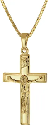 trendor 41416 Kruzifix 14 Karat Gold 585 mit goldplattierter Silberkette 1
