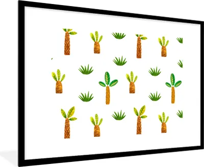 Produktbild von MuchoWow® Gerahmtes Poster Dschungel - Gras - Baum 90x60 cm - Poster mit Schwarzem Bilderrahmen Wandposter Rahmen Foto Bilder - Wanddekoration - Fotos