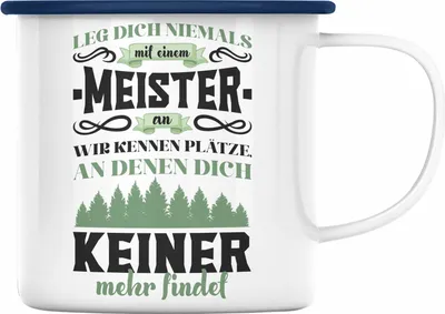 Produktbild von Trendation - Meister Prüfung Bestanden Geschenk Meisterprüfung Emaille Tassen Mann Metallbauer Schreiner Dachdecker Maler Elektrotechnik Elektronik (Blau)