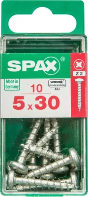 Produktbild von SPAX 4231010500301, Schraube, Stahl, Zink, Holz, Flachkopfschraube, Pozidriv, Silber