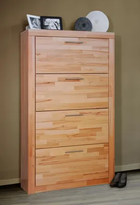 Produktbild von Schuhschrank Schuhkipper Standschuhkipper mit Schuhkörben Kernbuche teilmassiv, geölt