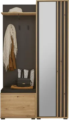 Zdjęcie produktu dla Zestaw szaf - wzór dębowy Artisan - czarny - 114 x 197 cm