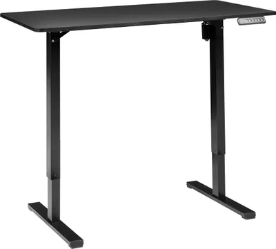Obrázek produktu pro BELIANI Elektricky výškově nastavitelný psací stůl černá deska černý ocelový rám 120 x 60 cm moderní design