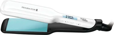 Zdjęcie produktu dla Remington Shine Therapy Wide Flat Iron z wysokiej jakości powłoką ceramiczną wzbogaconą mikrocząsteczkami dla większego połysku - marokański olej arganowy i witamina E - wyświetlacz LCD 150-230°C - S8550 Wide Flat Iron