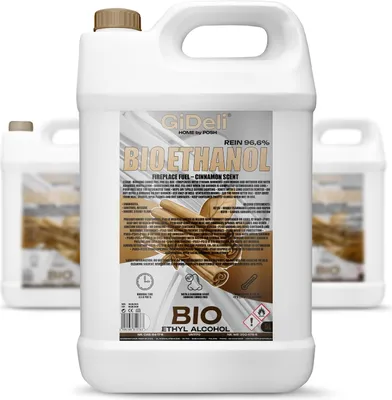 Produktbild von Bioethanol Zimtduft 96,6% 15L für Kamin Universal Rauchfrei Rußfrei GiDeli