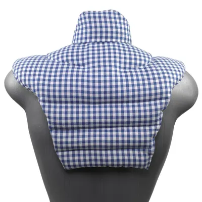 Immagine prodotto di Cuscino termico per collo - Noccioli di farro biologico - 100% cotone - Blu e bianco