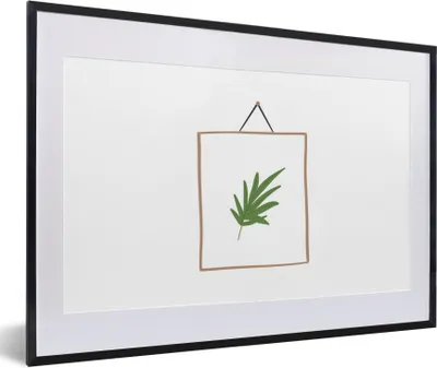 Produktbild von MuchoWow® MuchoWow® Gerahmtes Poster Pflanze - Rahmen - Weiß - Abstrakt 60x40 cm - Poster mit zchwarzem Bilderrahmen - Schlafzimmer - Plakat in Rahmen - Drucken