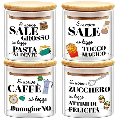 Immagine prodotto di Set di contenitori in vetro per zucchero e- Barattoli ermetici per la conservazione